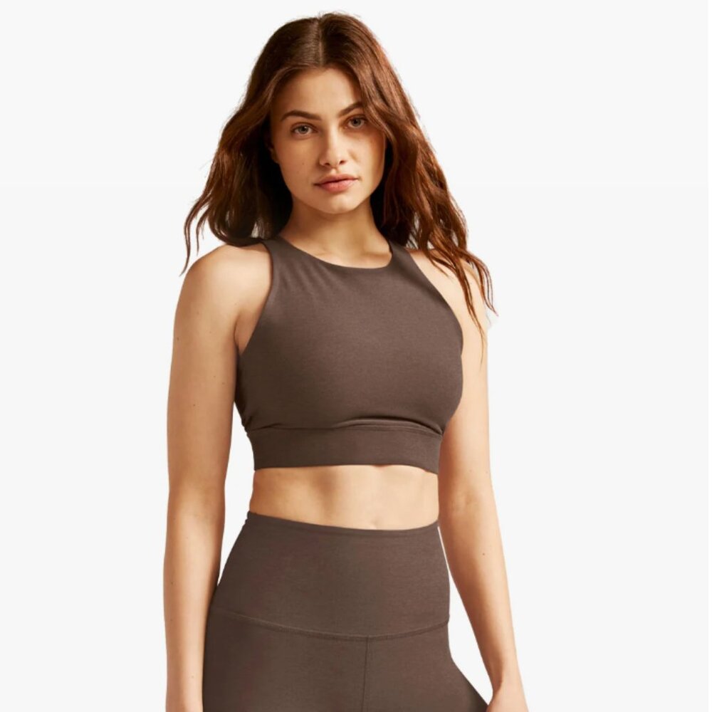 Beyond Yoga Spacedye Enlighten Long Line Bra - Small, Truffle Heather Color